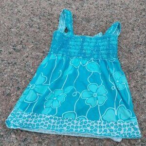 Y2K Limited Too Girl's (12) Hawaiian Blue Flowers Vacation Summer Sun Dress
